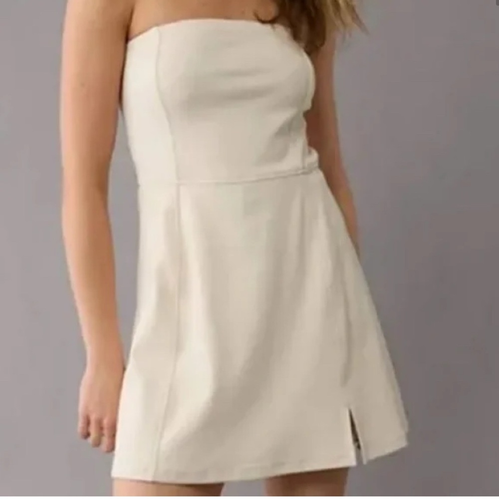 American Eagle Cream Ribbed Strapless Dress Sz XL